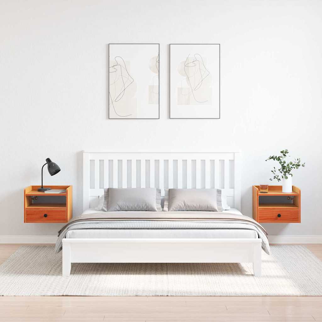 Bedside table 2 pcs Wax brown 38 x 36 x 29.5 cm