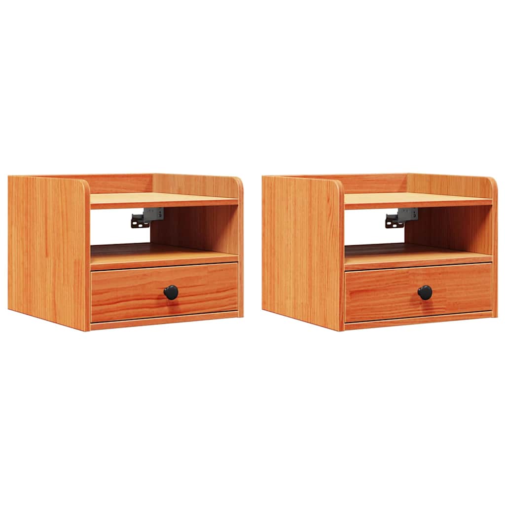Bedside table 2 pcs Wax brown 38 x 36 x 29.5 cm