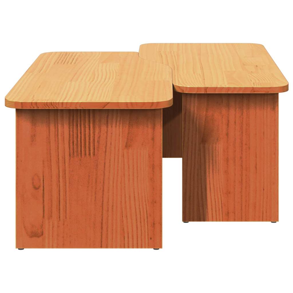 Coffee table 2 pcs Waxed brown Solid pine