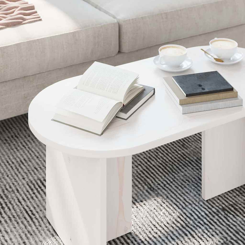 Coffee table White 80 x 39.5 x 35 cm Solid pine wood