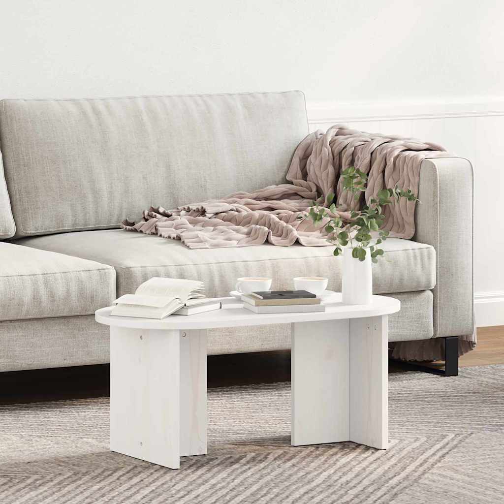 Coffee table White 80 x 39.5 x 35 cm Solid pine wood