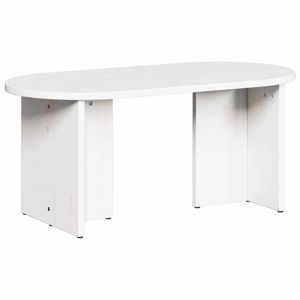 Coffee table White 80 x 39.5 x 35 cm Solid pine wood