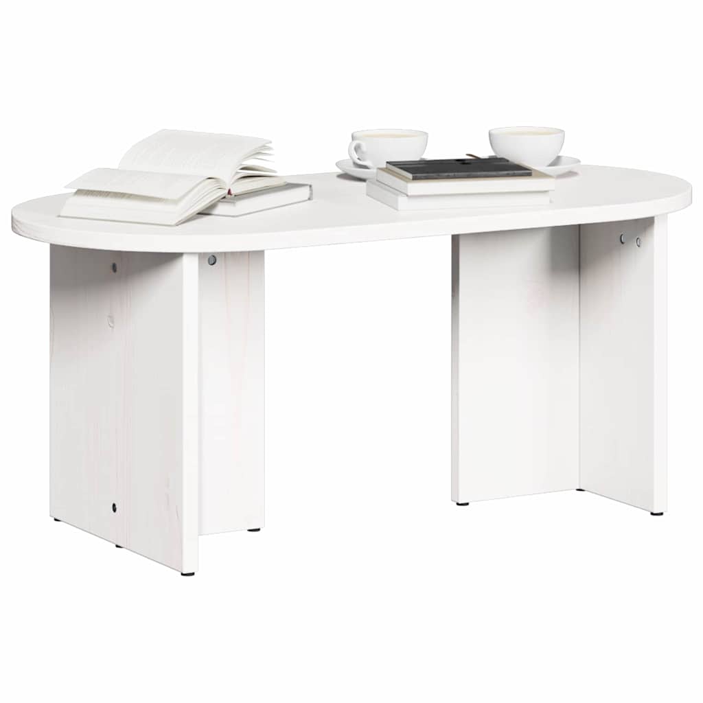 Coffee table White 80 x 39.5 x 35 cm Solid pine wood