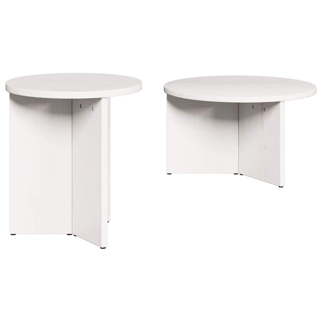 Kavos staliukas 2 pcs Balta Pušies medienos masyvas