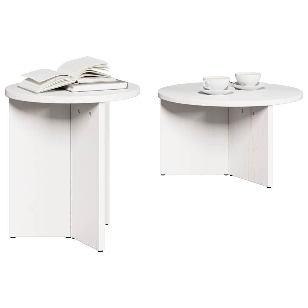 Kavos staliukas 2 pcs Balta Pušies medienos masyvas