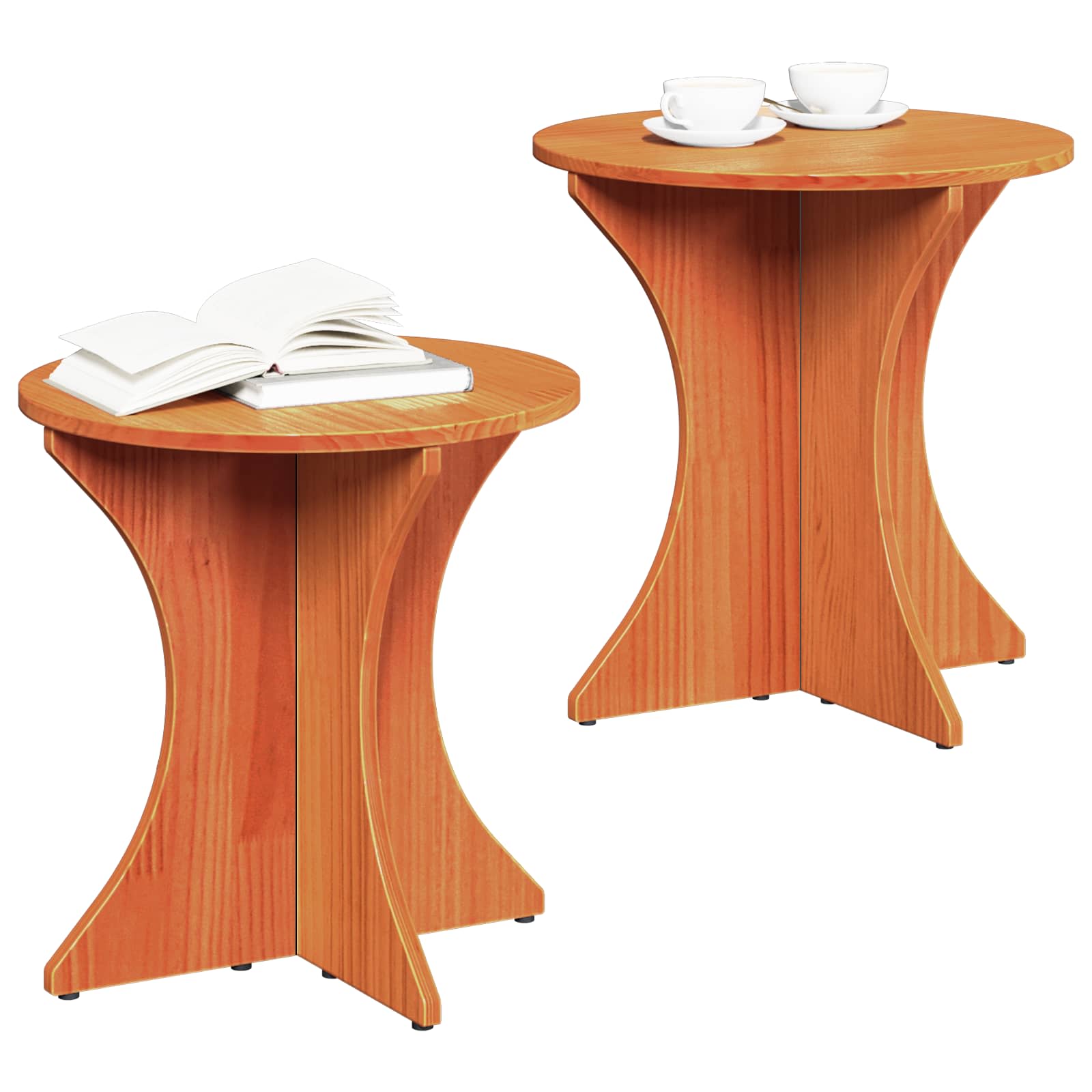 Coffee table 2 pcs Waxed brown Solid pine