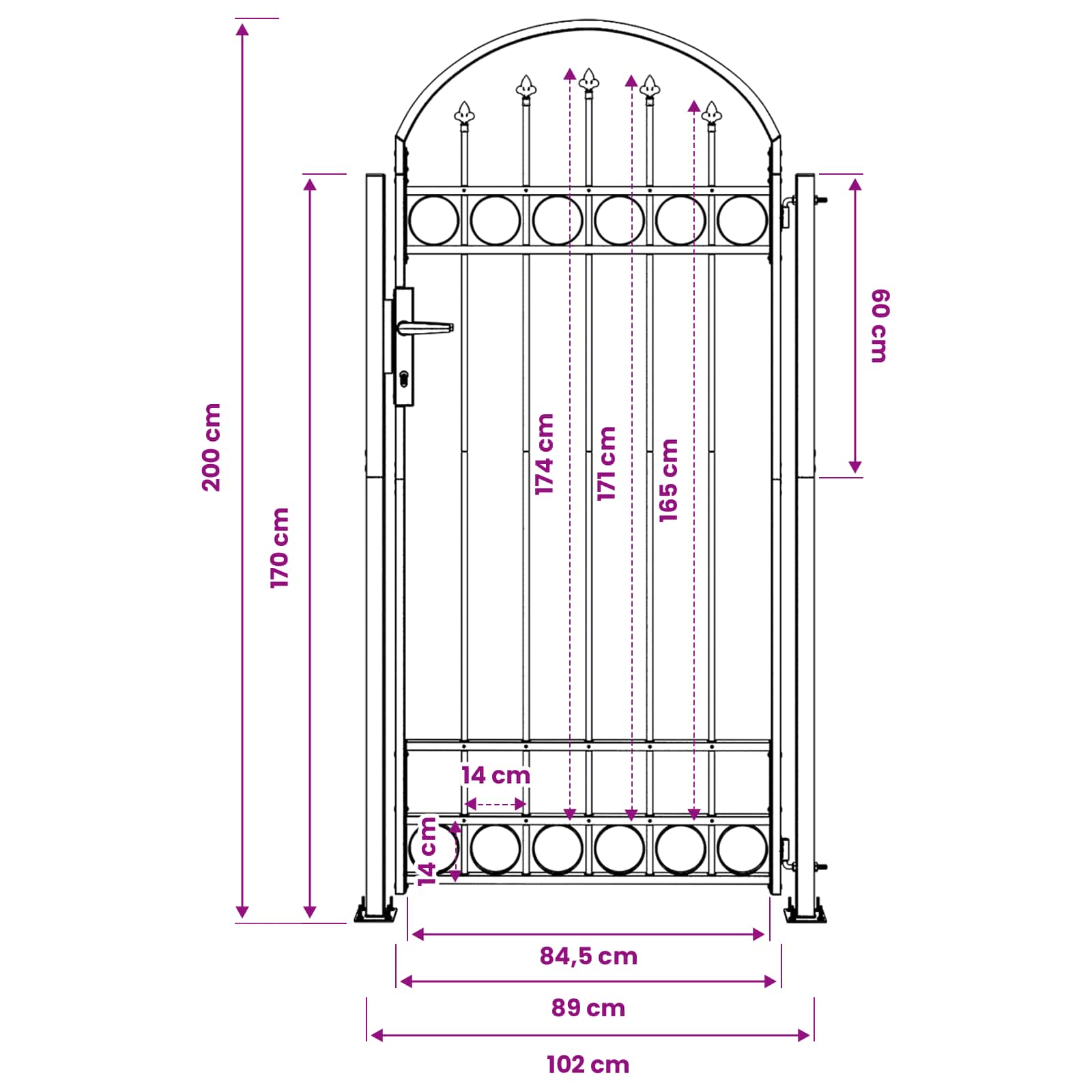 Tvora vartai Pilka 102 x 200 cm Plienas