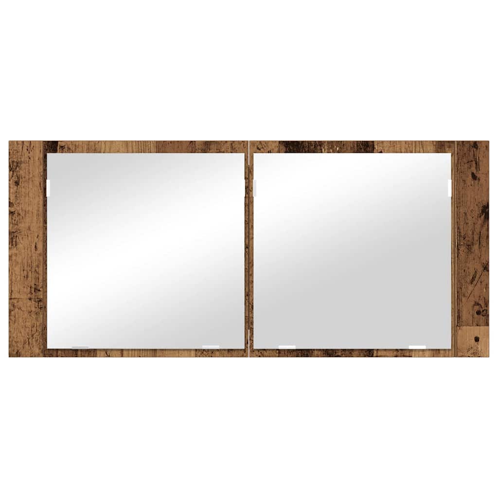 LED veidrodis spintelė su lentyna Sena mediena 100 x 12 x 45 cm