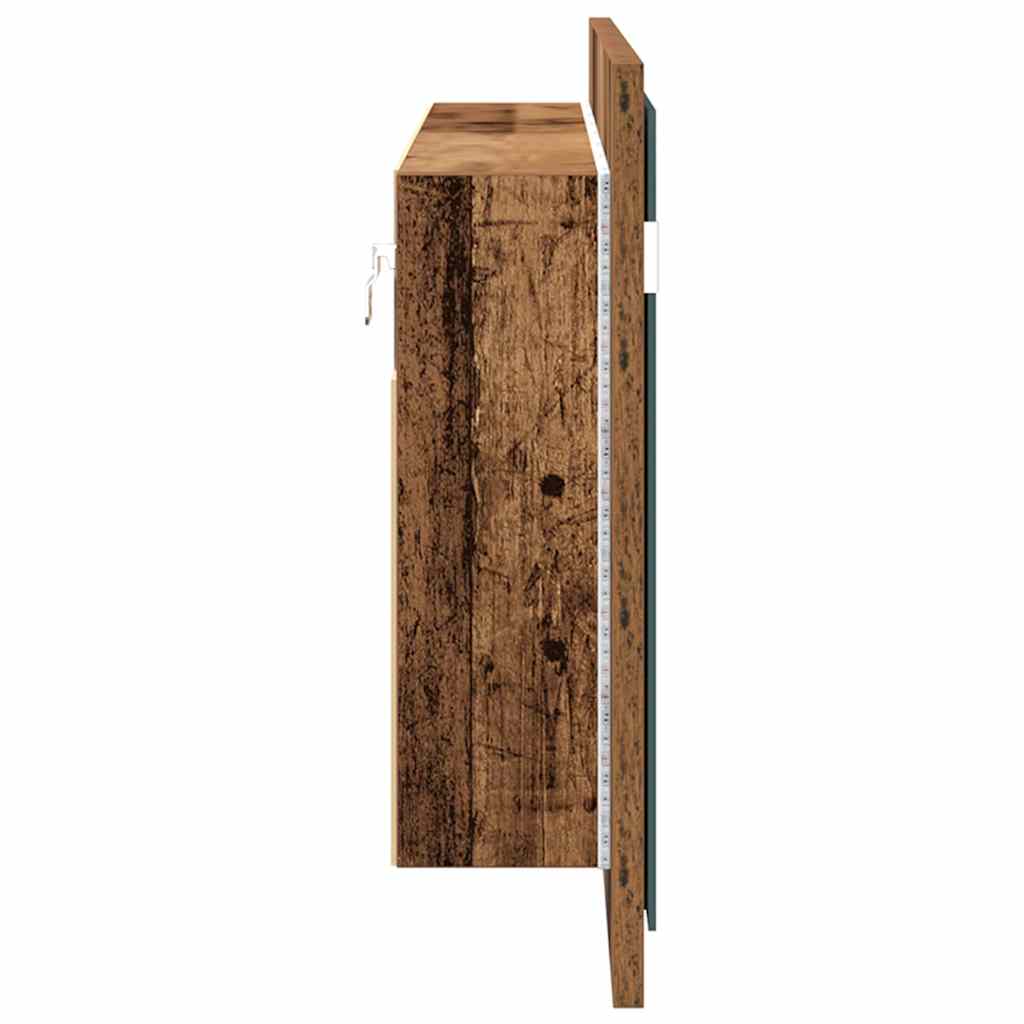 LED veidrodis spintelė su lentyna Sena mediena 100 x 12 x 45 cm