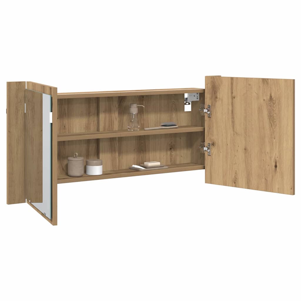 LED veidrodis spintelė artisano ąžuolo 100 x 12 x 45 cm