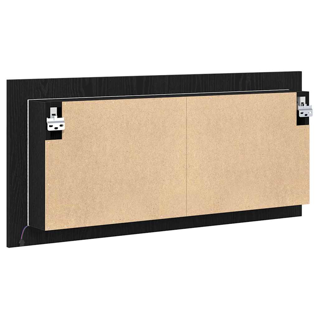 LED veidrodis spintelė su lentyna juoda ąžuolo 100 x 12 x 45 cm