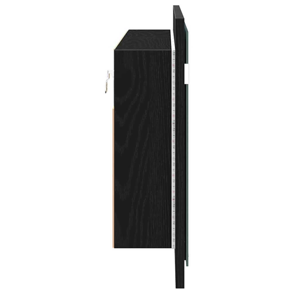 LED veidrodis spintelė su lentyna juoda ąžuolo 100 x 12 x 45 cm