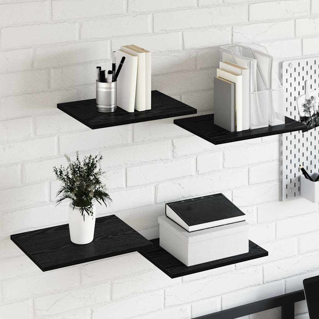 Shelf 4 pcs Black 40 x 30 x 1.5 cm Engineered Wood