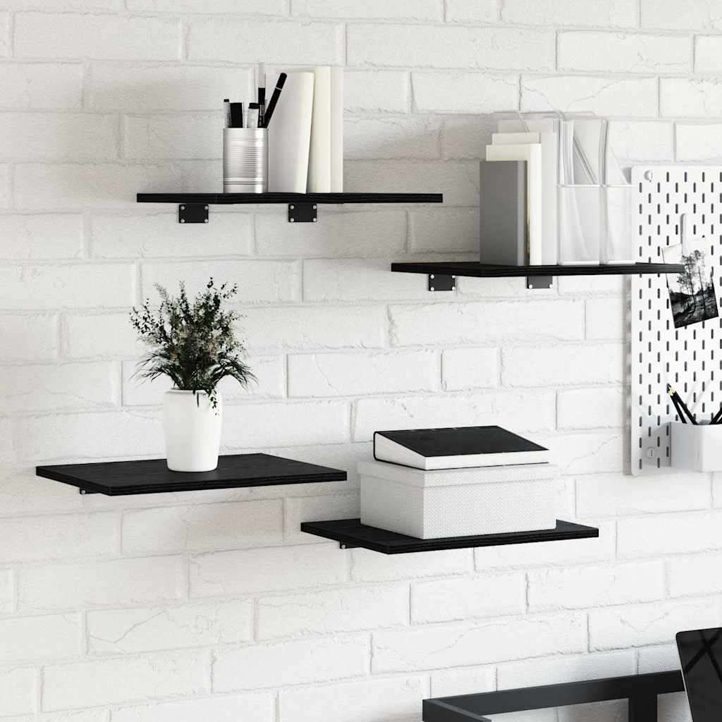 Shelf 4 pcs Black 40 x 30 x 1.5 cm Engineered Wood
