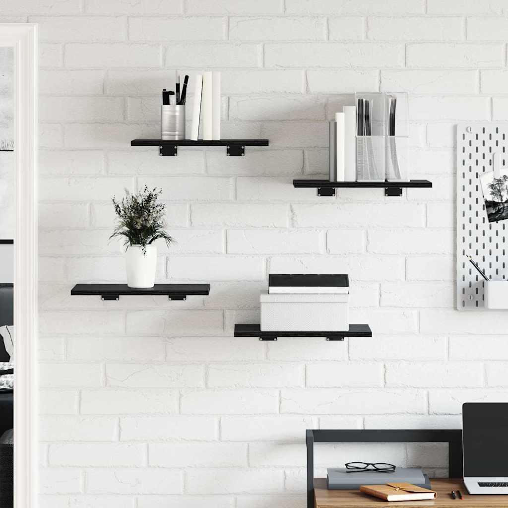 Shelf 4 pcs Black 40 x 30 x 1.5 cm Engineered Wood
