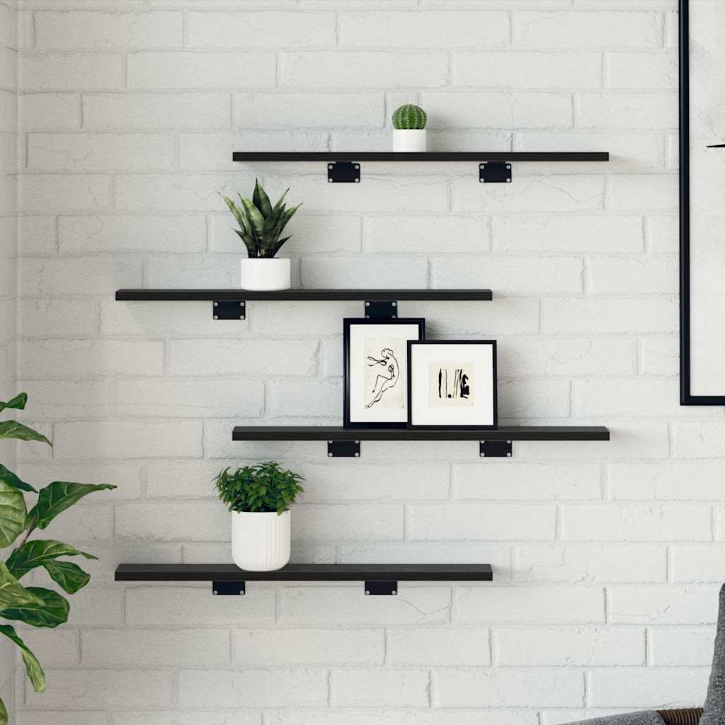 Knygų lentyna 4 pcs Juodas 60 x 10 x 1,5 cm Apdirbta mediena