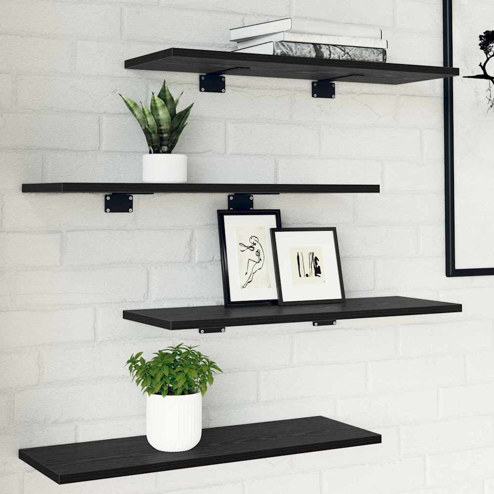 Juodų Ąžuolo Knygų Lentynų Plokštės - 4 vnt., 60x20x1.5 cm, Pagaminta iš Inžinerinio Medienos