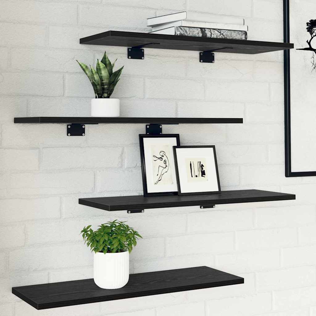Juodų Ąžuolo Knygų Lentynų Plokštės - 4 vnt., 60x20x1.5 cm, Pagaminta iš Inžinerinio Medienos