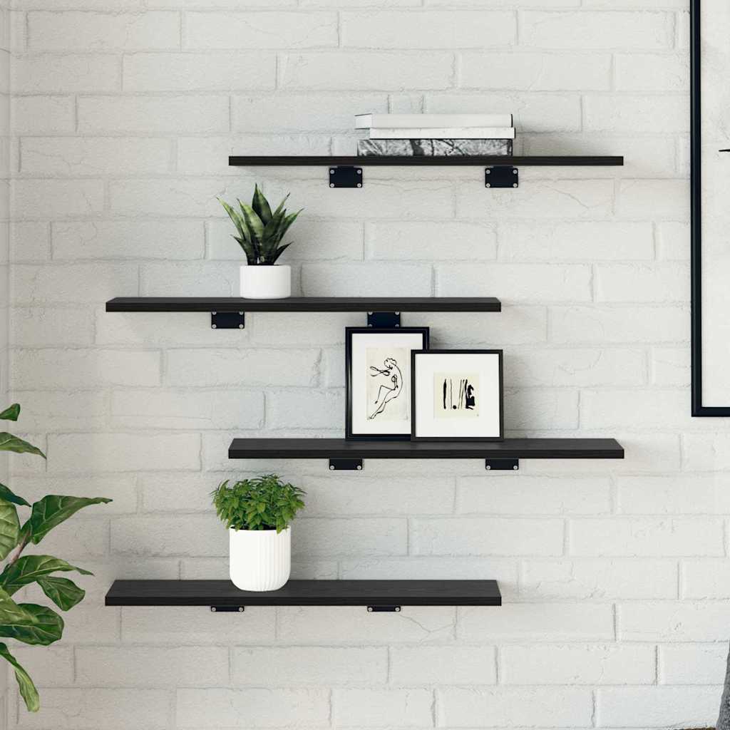 Knygų lentyna 4 pcs Juodas 60 x 20 x 1,5 cm Apdirbta mediena