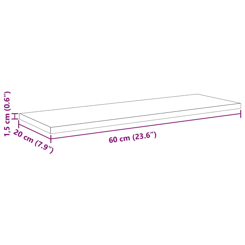 Juodų Ąžuolo Knygų Lentynų Plokštės - 4 vnt., 60x20x1.5 cm, Pagaminta iš Inžinerinio Medienos