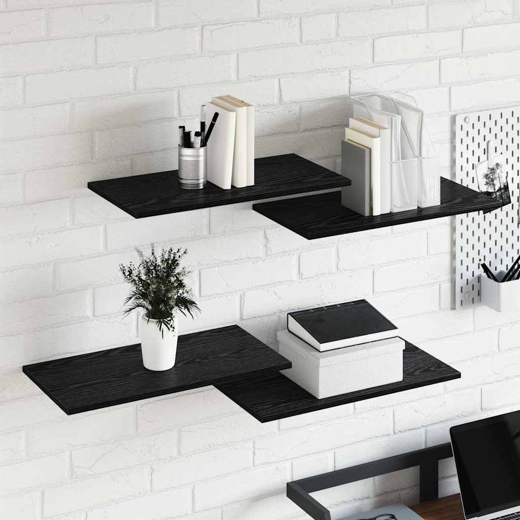 Bookcase 4 pcs Black 60 x 30 x 1.5 cm Engineered wood