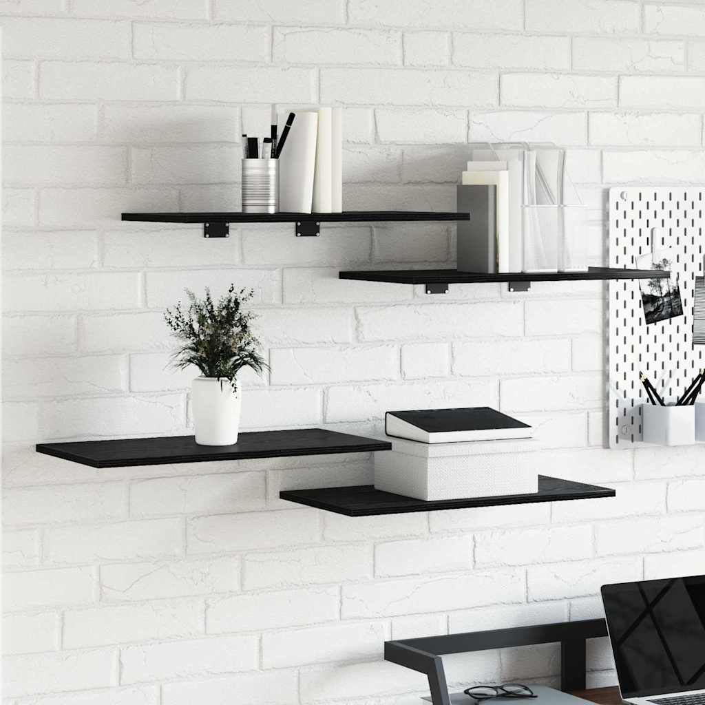 Bookcase 4 pcs Black 60 x 30 x 1.5 cm Engineered wood