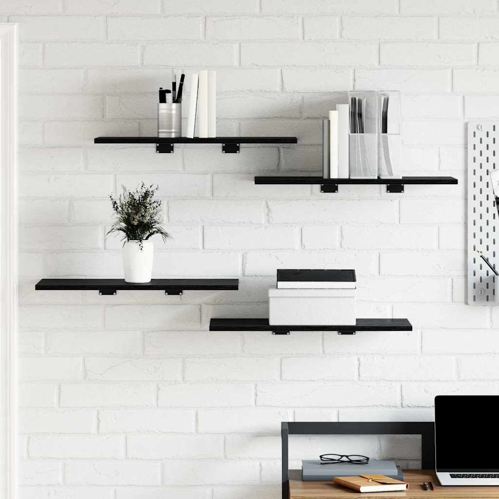 Bookcase 4 pcs Black 60 x 30 x 1.5 cm Engineered wood