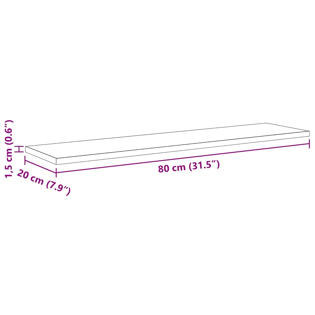 Knygų lentyna 3 aukštų 4 vnt. 80 x 20 x 1,5 cm Apdirbta mediena