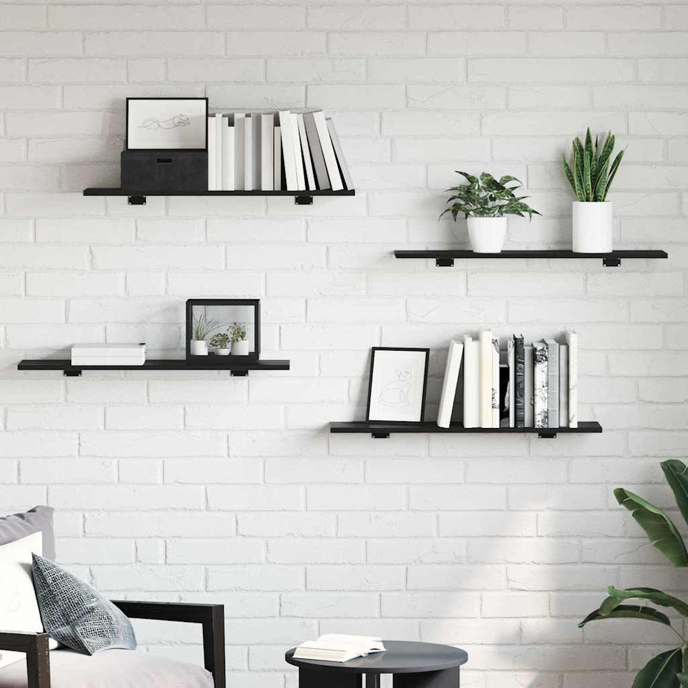 Knygų lentyna 4 pcs Juodas 80 x 20 x 1,5 cm Apdirbta mediena