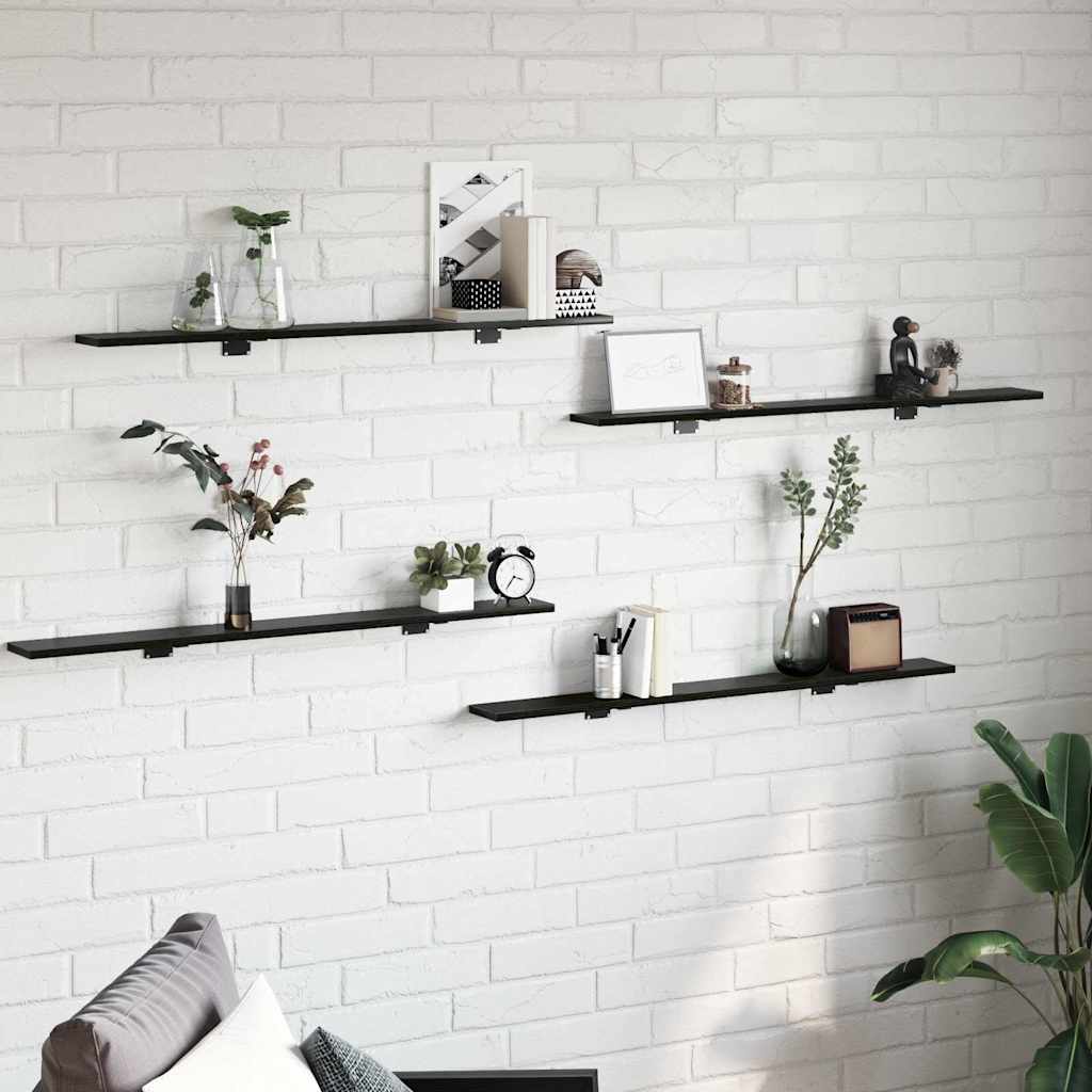 Knygų lentyna 4 pcs Juodas 100 x 10 x 1,5 cm Apdirbta mediena