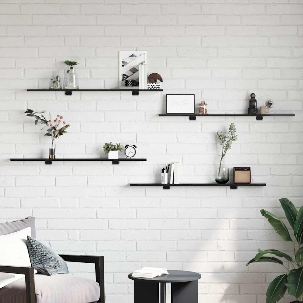 Knygų lentyna 4 pcs Juodas 100 x 10 x 1,5 cm Apdirbta mediena