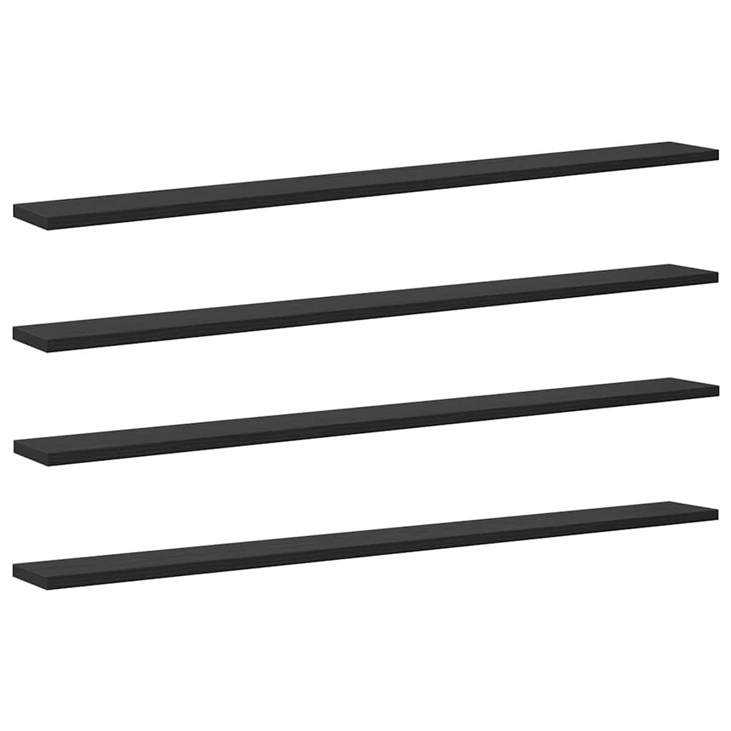 Knygų lentyna 4 pcs Juodas 100 x 10 x 1,5 cm Apdirbta mediena