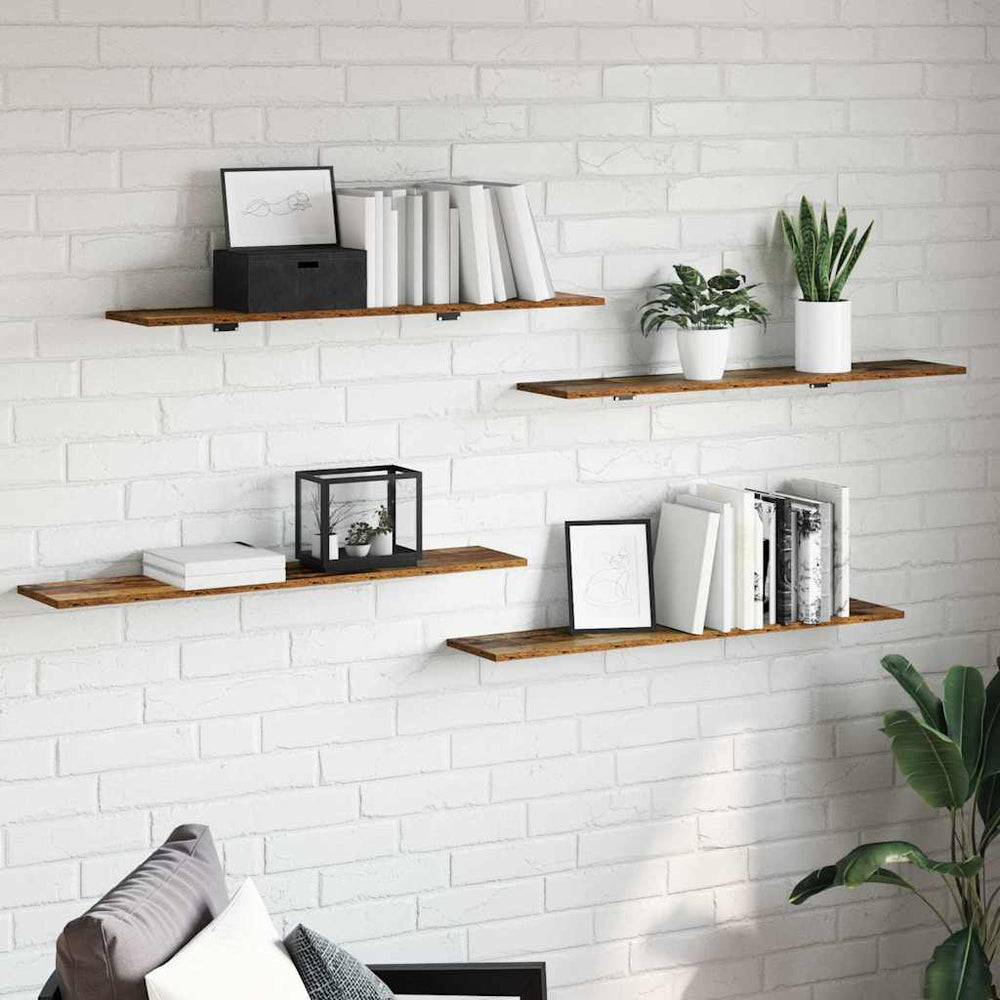 Knygų lentyna 4 pcs Ruda 100 x 20 x 1,5 cm Apdirbta mediena