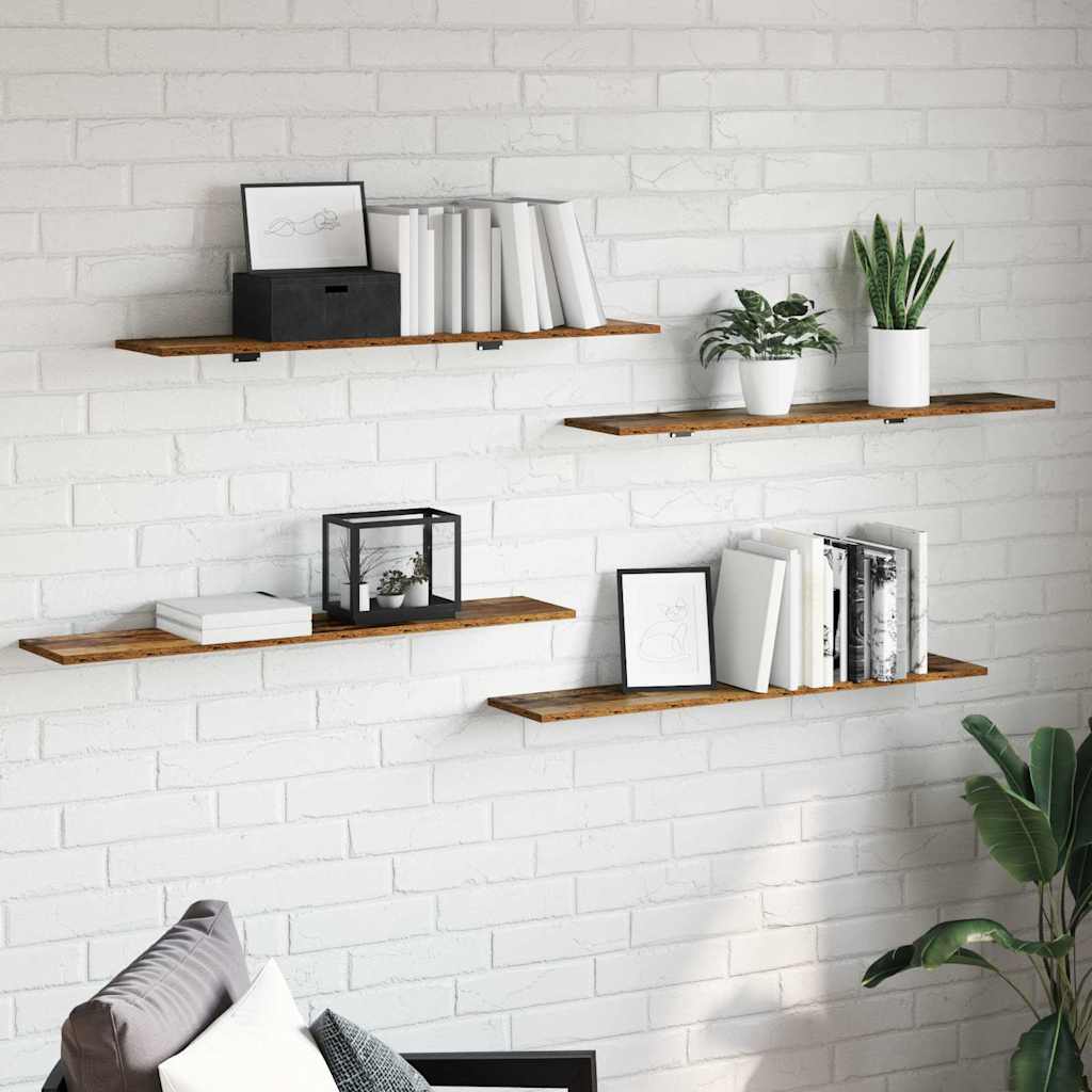 Knygų lentyna 4 pcs Ruda 100 x 20 x 1,5 cm Apdirbta mediena