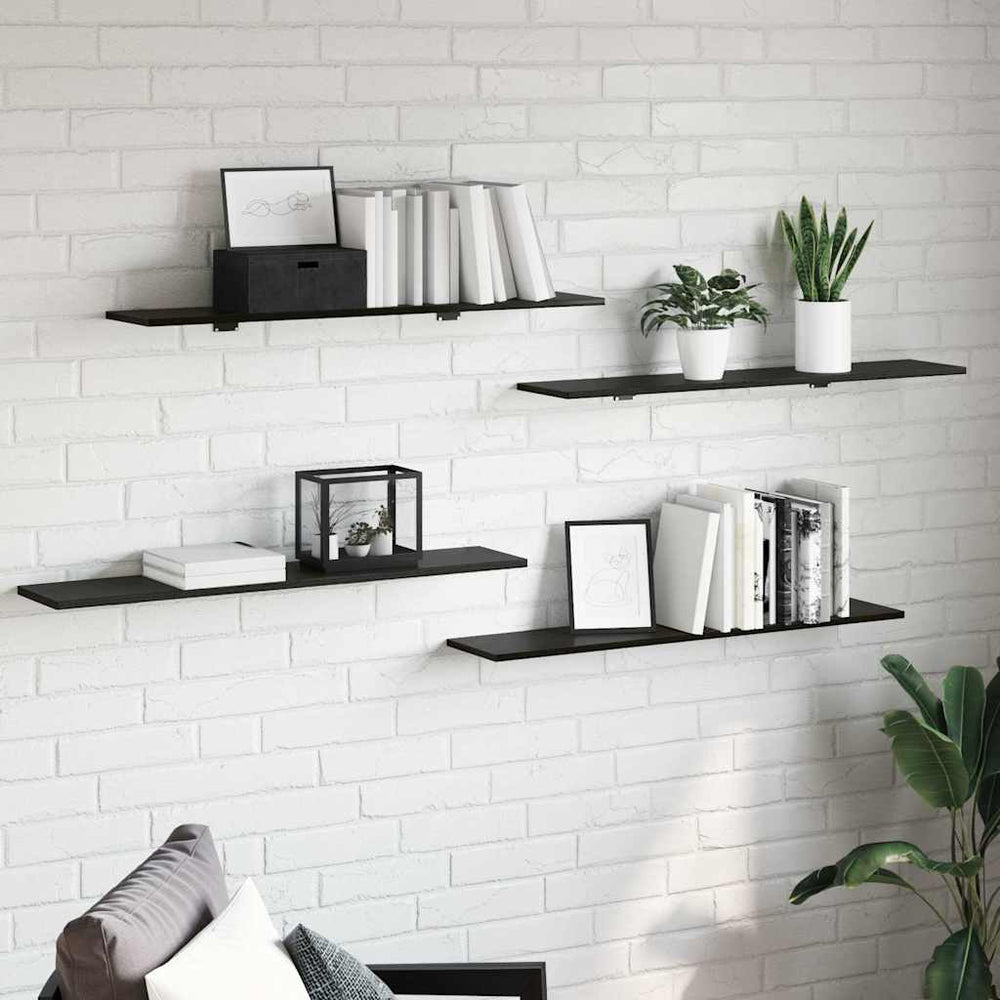 Knygų lentyna 4 pcs Juodas 100 x 20 x 1,5 cm Apdirbta mediena