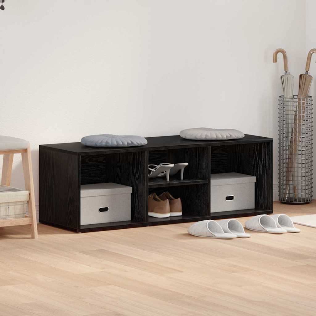 Shoe Bench Black Oak 102 x 35 x 35 cm Engineered Wood