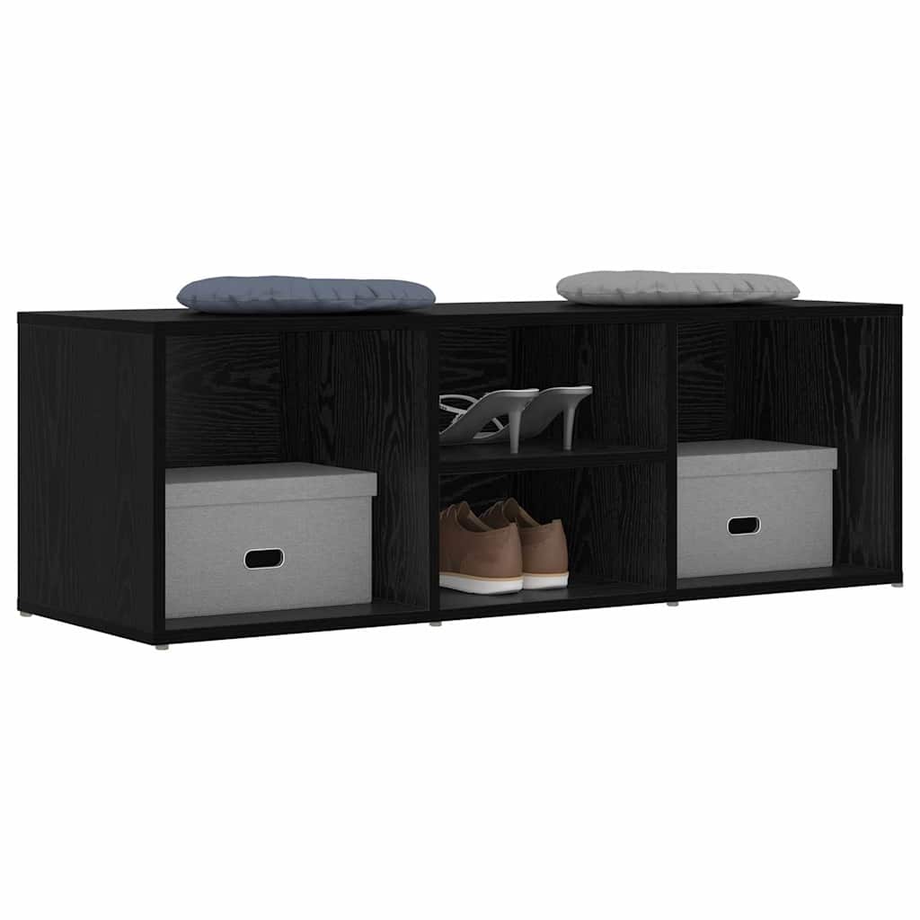 Shoe Bench Black Oak 102 x 35 x 35 cm Engineered Wood