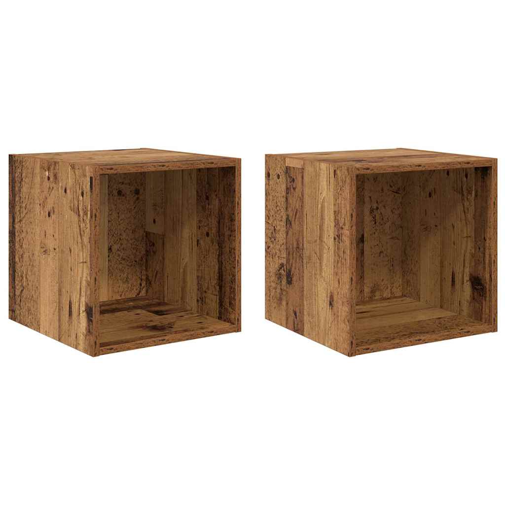 Sieninė spintelė su lentyna 2 pcs Senas medis 37 x 37 x 37 cm