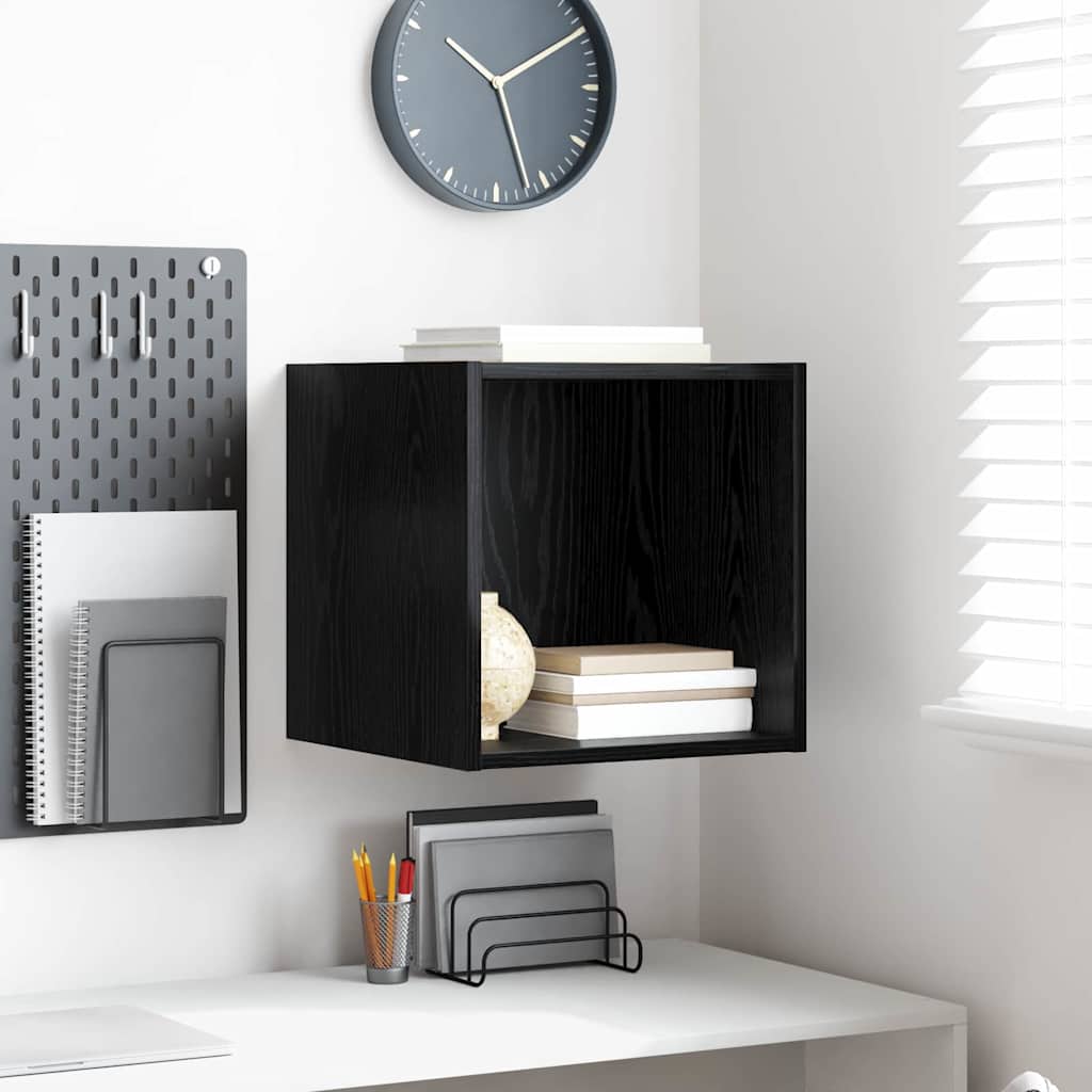 Wall cabinet black oak 37 x 37 x 37 cm Engineered wood