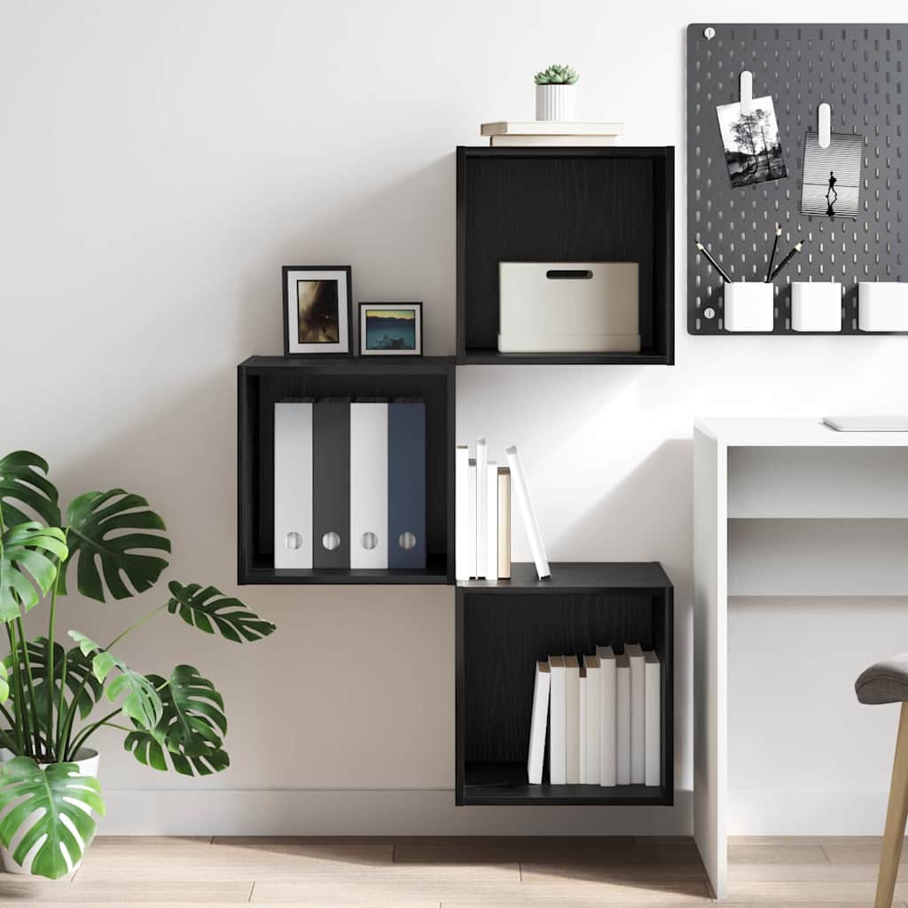 Wall cabinet black oak 37 x 37 x 37 cm Engineered wood