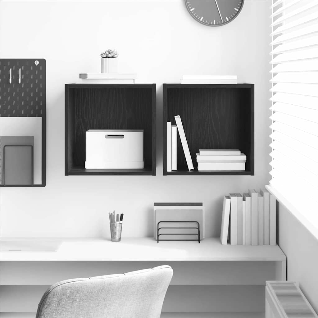 Wall cabinet 2 pcs Black oak 37 x 37 x 37 cm