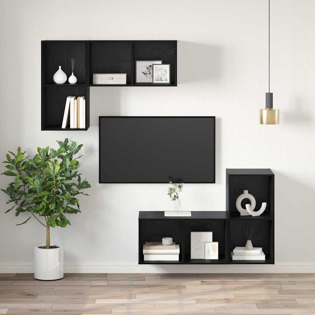 TV cabinet black oak 37 x 37 x 72 cm Engineered wood