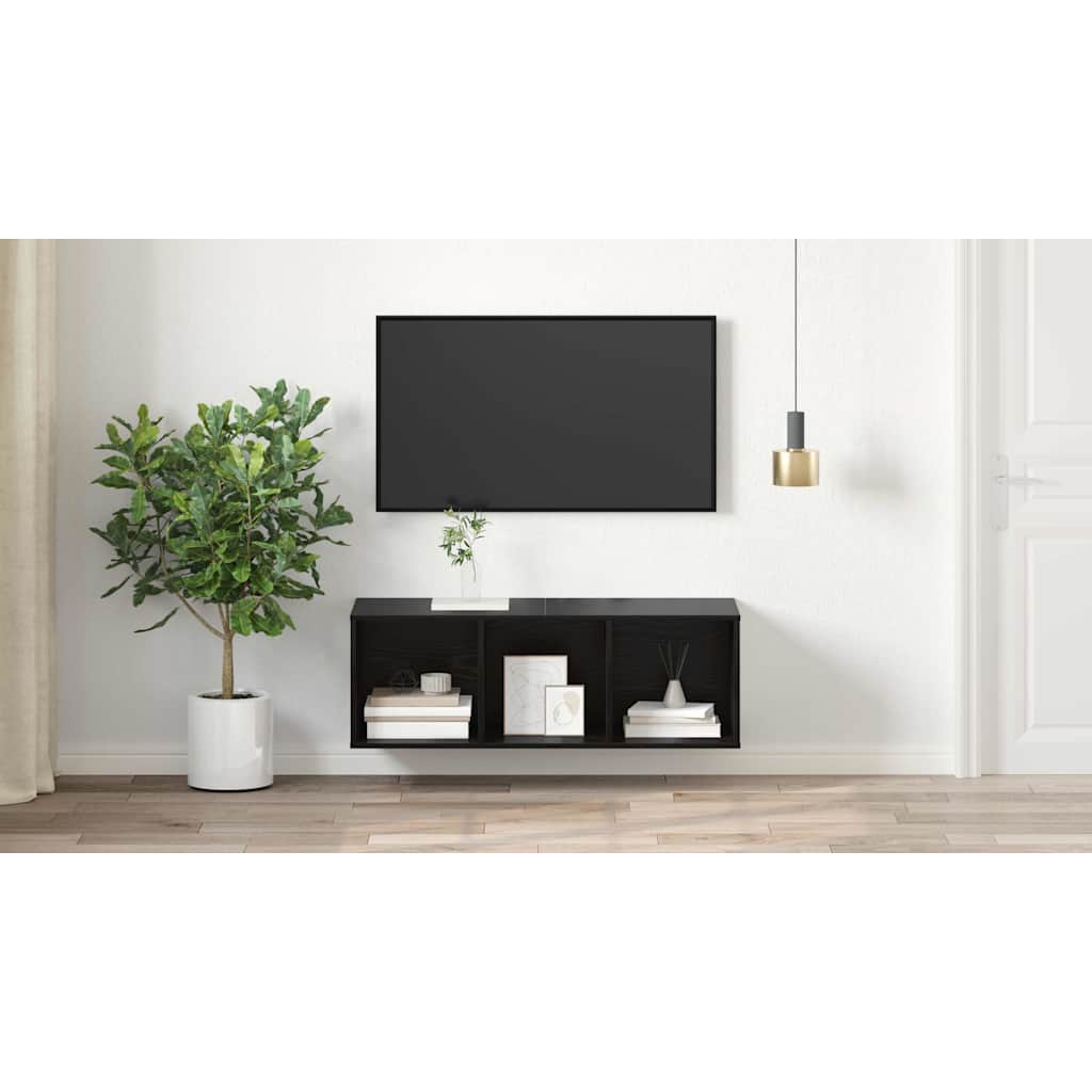 TV skapis melns ozolkoka 37 x 37 x 107 cm Apstrādāta koksne