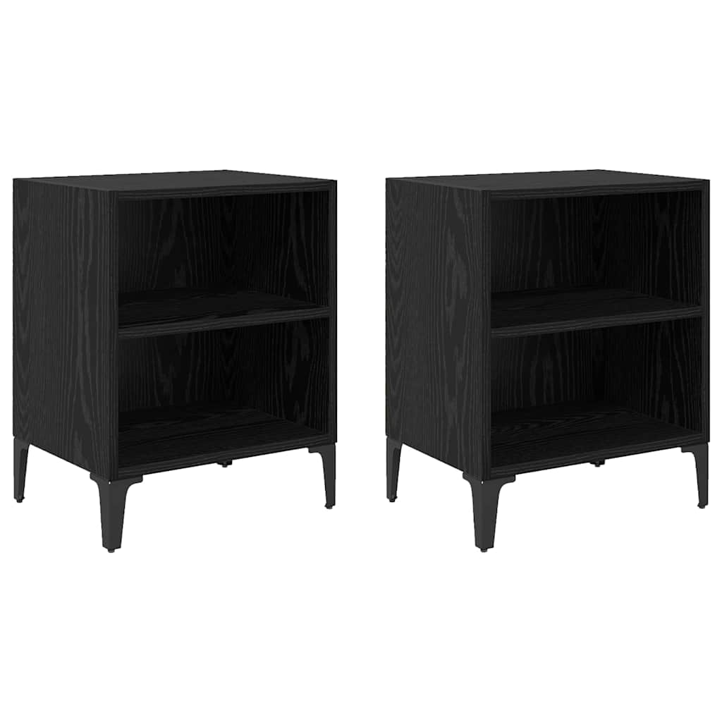Bedside tables 2 pcs black oak 40 x 30 x 50 cm