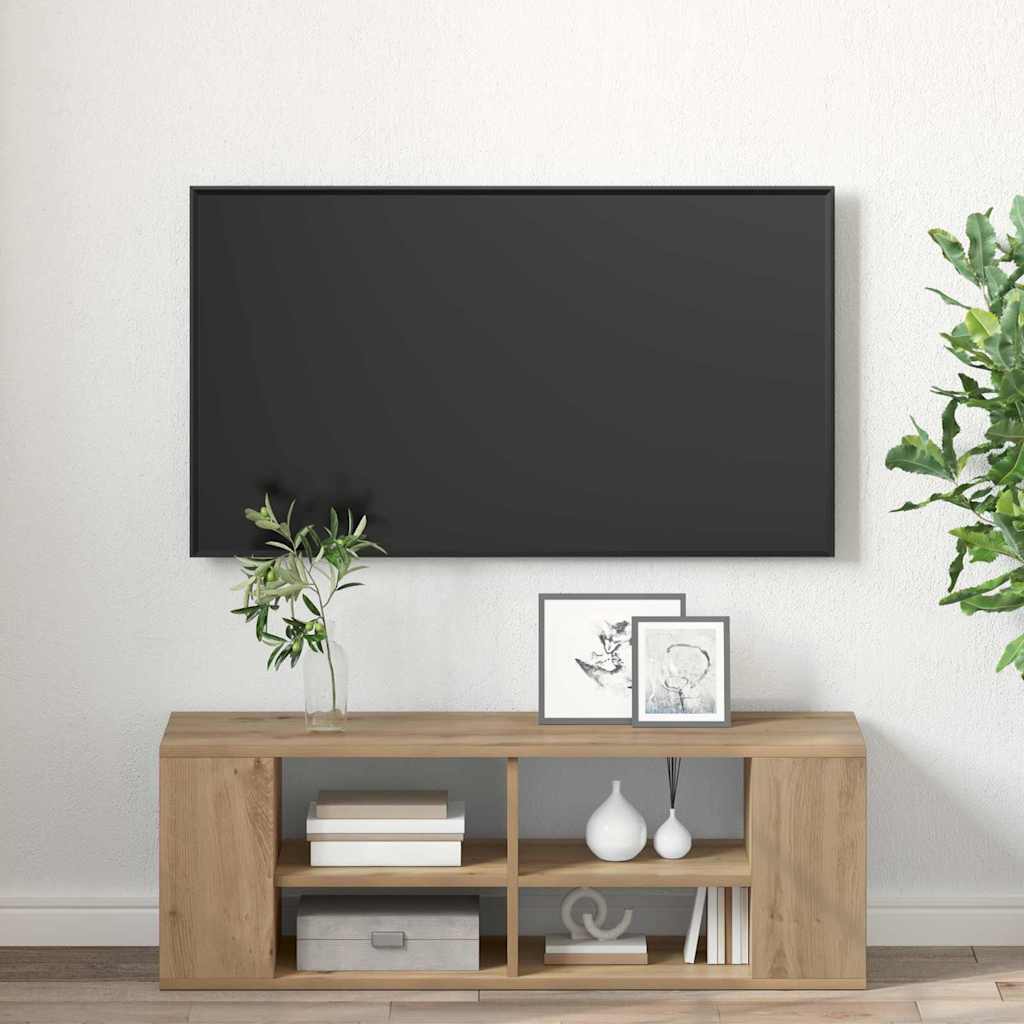 Wall-mounted TV cabinet in artisan oak
