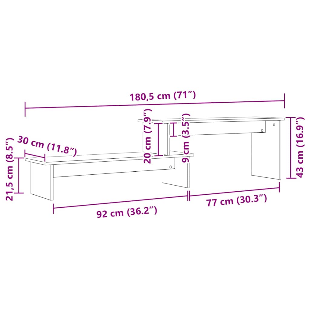 TV cabinet black oak 180 x 30 x 43 cm