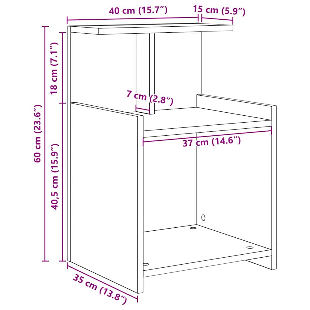Šalia lovos spintelė 2 pcs Amatininkų ąžuolas 40 x 35 x 60 cm