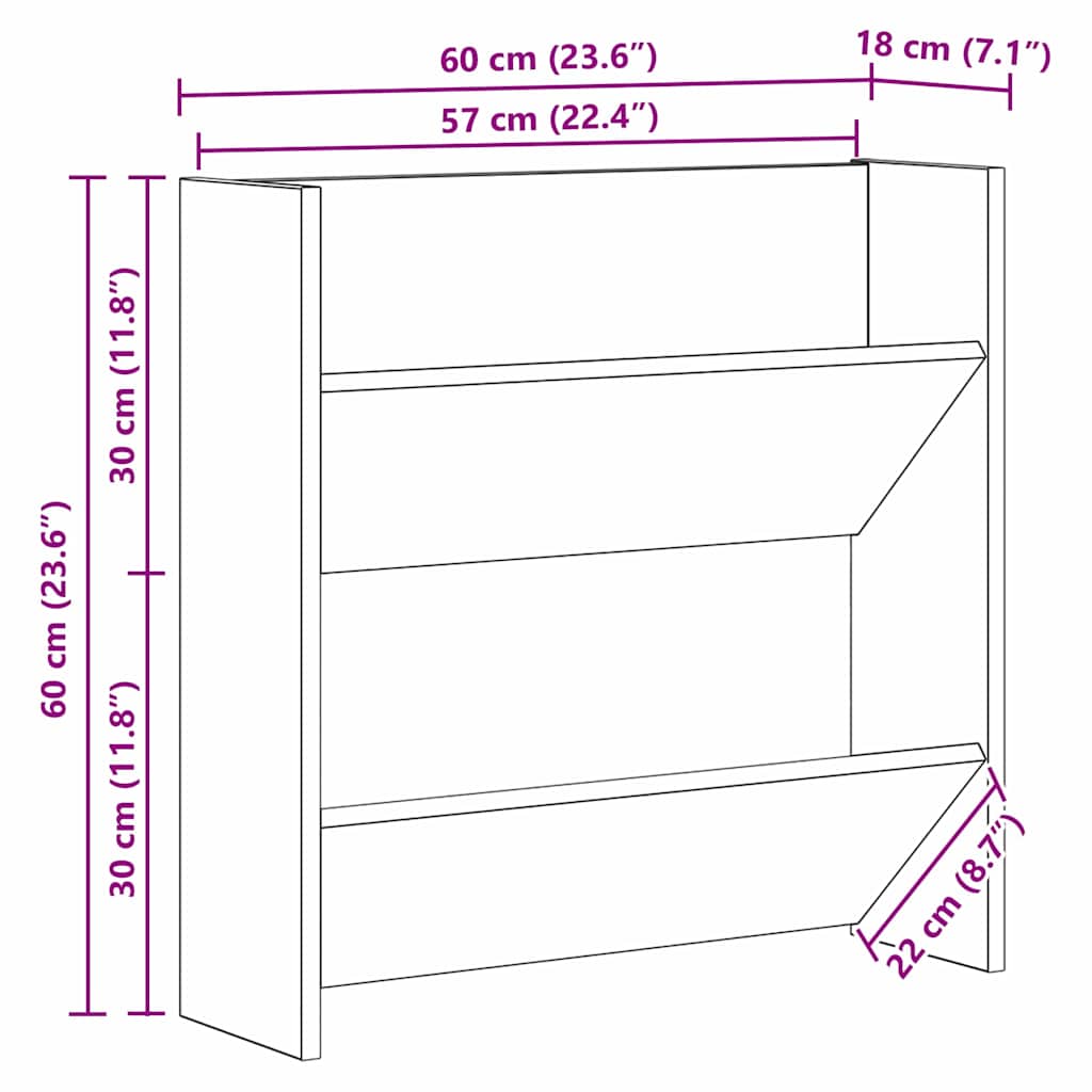 Batu skrynia 2 pcs Amatininkų ąžuolas 60 x 18 x 60 cm