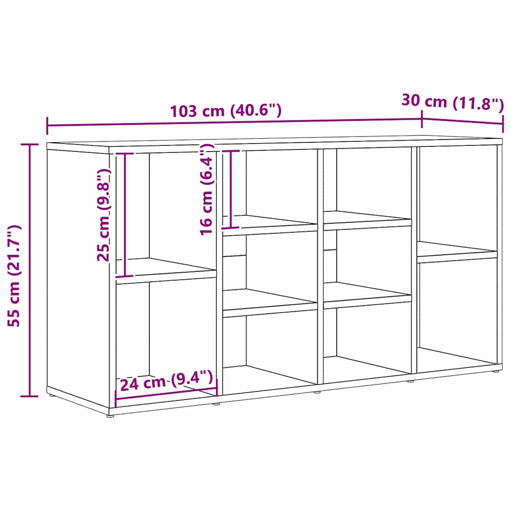 Apavu sols ar plauktu melns ozols 103 x 30 x 54,5 cm