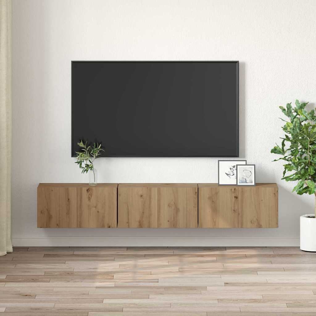 TV spintelių komplektas 3 vnt. Ruda Apdirbta mediena
